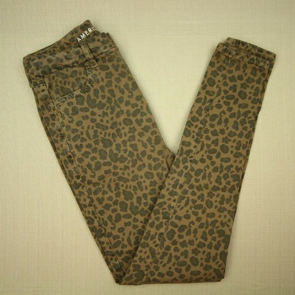 American Eagle Curvy Super Hi Rise Jegging Jeans Women's 4 Leopard Next Level - Picture 1 of 11